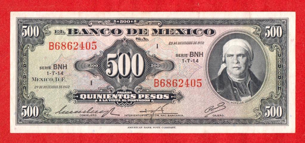Мексика, 500 песо, 1972, Pick P-51p, VF++, Serie BNH № B6862405, РЕДКИЕ, RRR