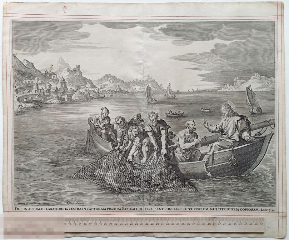 Чудесный Улов Большая Библия Пискатора 17 век Галле Христос и Апостолы