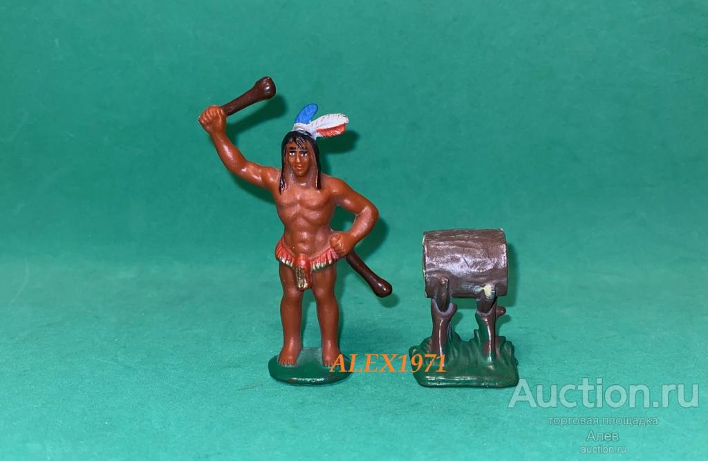 № 056 КЕОКУК, ИНДЕЕЦ С БАРАБАНОМ, ИНДЕЙЦЫ, КОВБОИ, СОЛДАТИК, ГДР, РЕЗИНОВЫЙ, ВЕСТЕРН, ДИКИЙ ЗАПАД