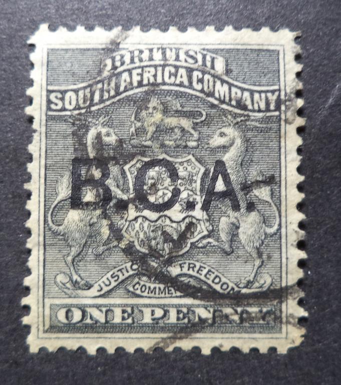 Британская Центральная Африка  1891 г.  Герб . Надпечатка  1d.  гаш.   Би.12