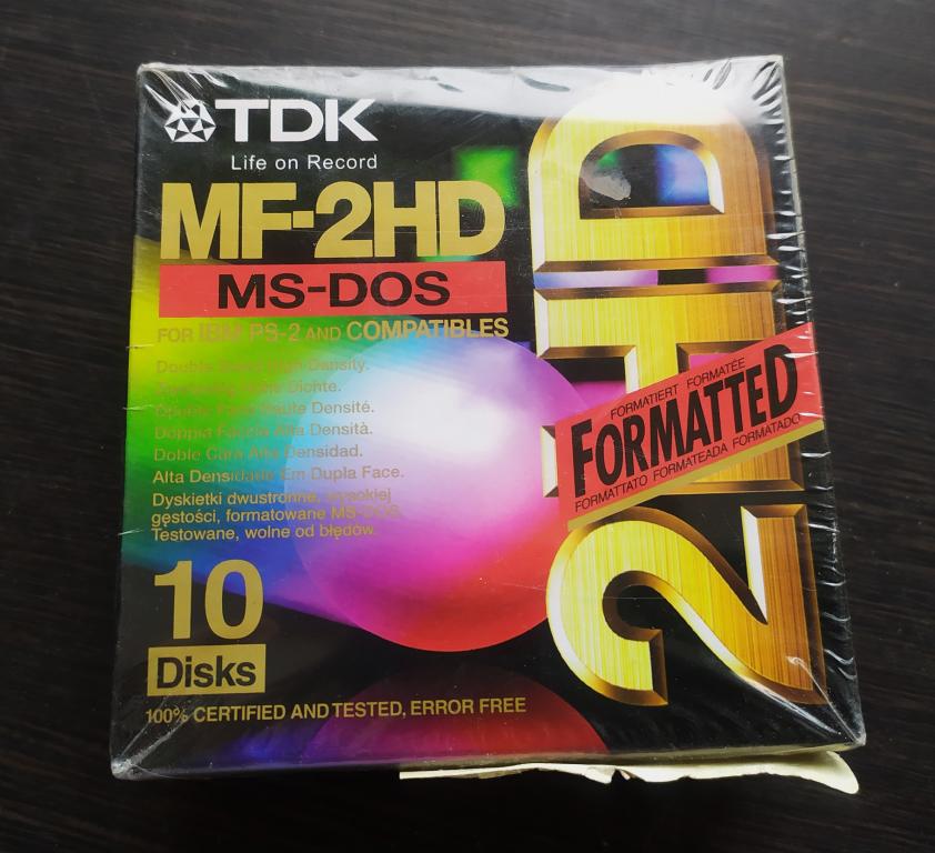 Дискеты TDK MF-2HD MS-DOS 10 шт/уп новые ЗАПЕЧАТАНЫ