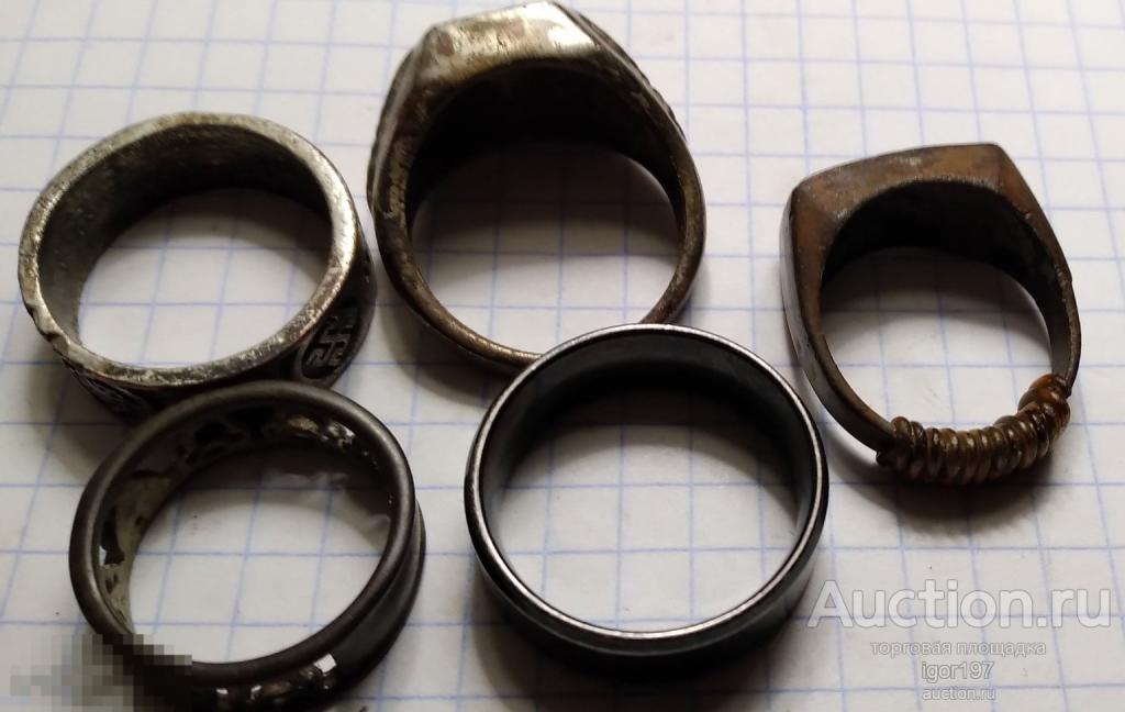 колечки-перстеньки старинные 5-шт