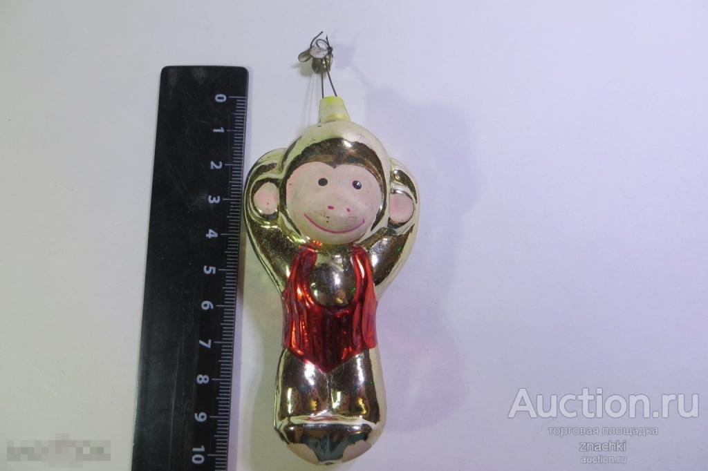 ЕЛОЧНАЯ ИГРУШКА  СССР ОБЕЗЬЯНКА   ГИМНАСТКА       ( № 87 )