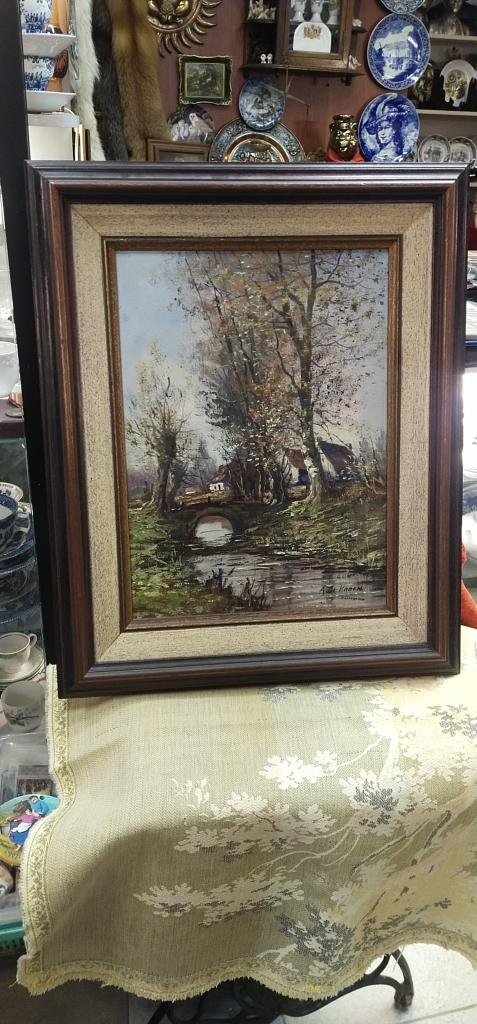 Картина " Домик в лесу ". Европа. Рама дерево. Холст. Масло.