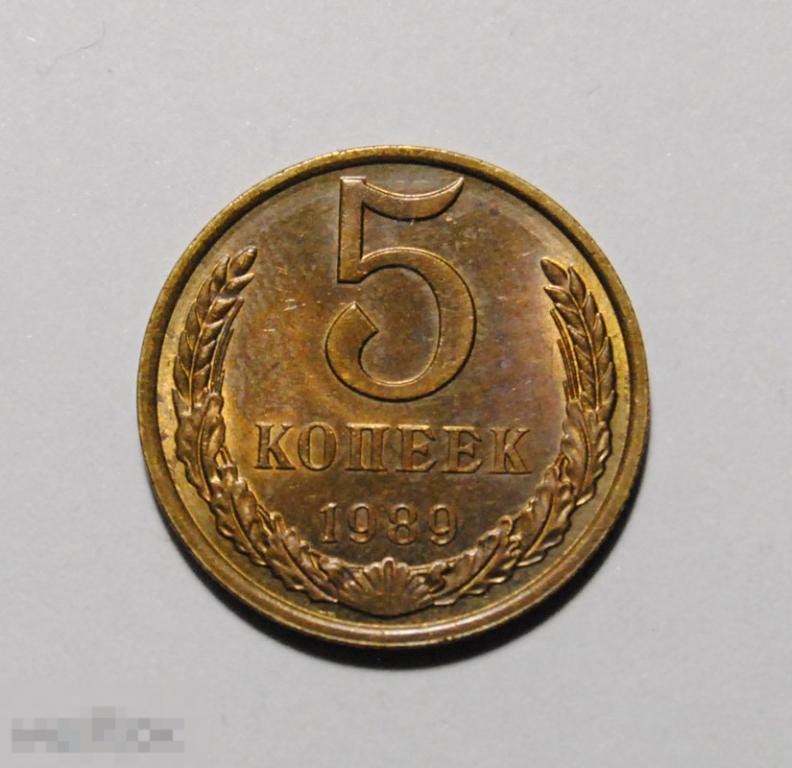 5 копеек 1989 год СССР AU-UNC