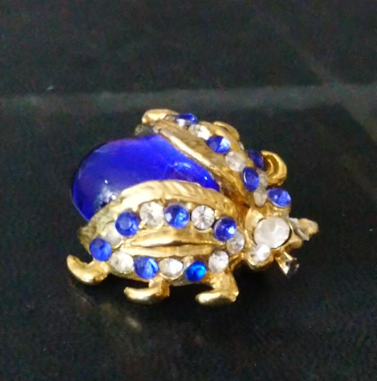 Брошь жук муха кристаллы бижутерия винтаж