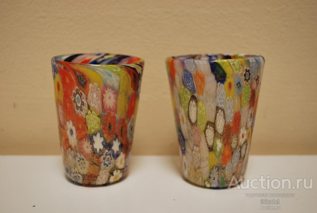 рюмки стопки Миллефиори, золото 24 карат. Мурано. Середина 20 века