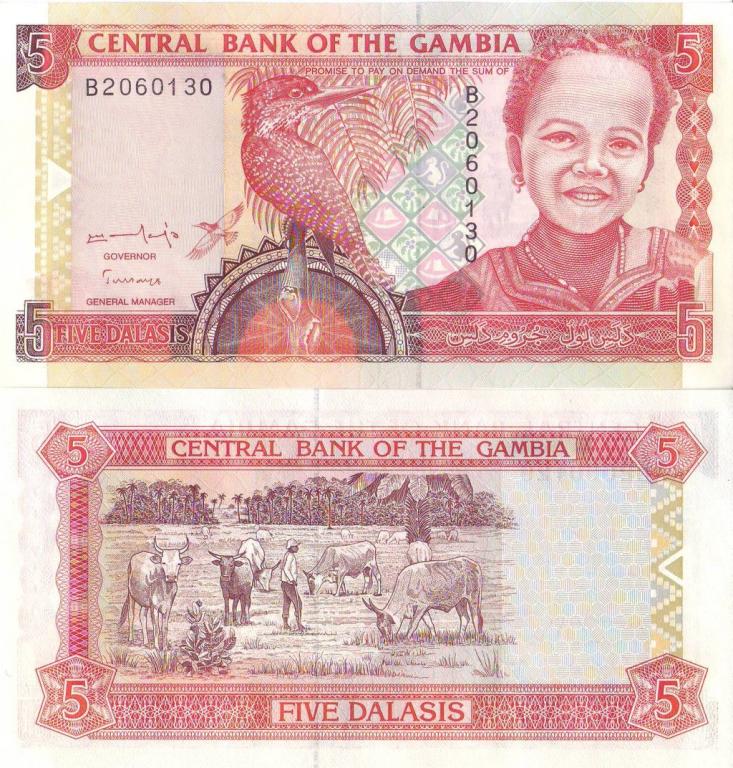 Гамбия 5 даласи 1996 P16 пресс unc