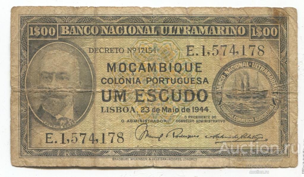 Мозамбик 1 эскудо 1944 #92