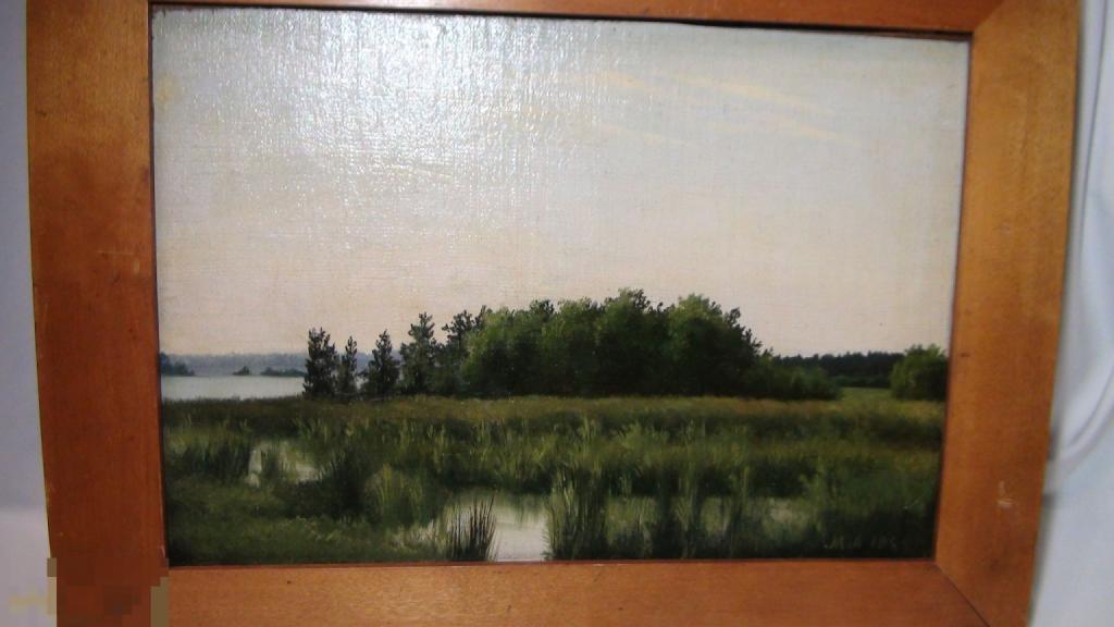 Пейзаж с болотом 1884г ,рама 54х40,5см, оргалит