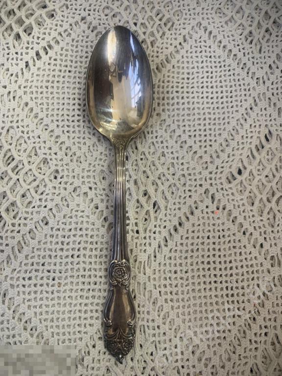 Ложка столовая Роза МНЦ  СССР Серебрение Нейзильбер 21 см