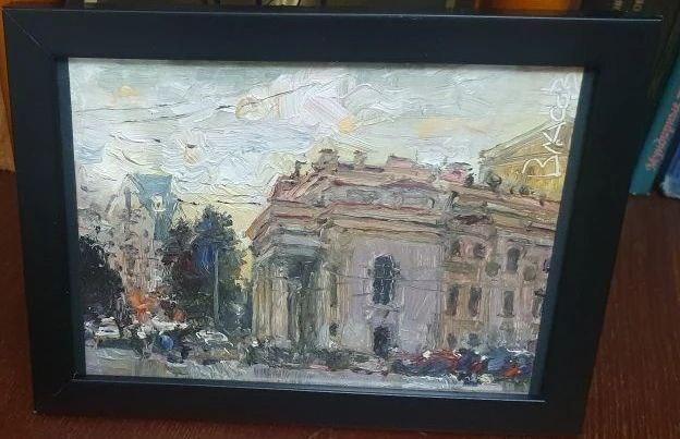 картина  Любимый город, картон, масло, НХ.