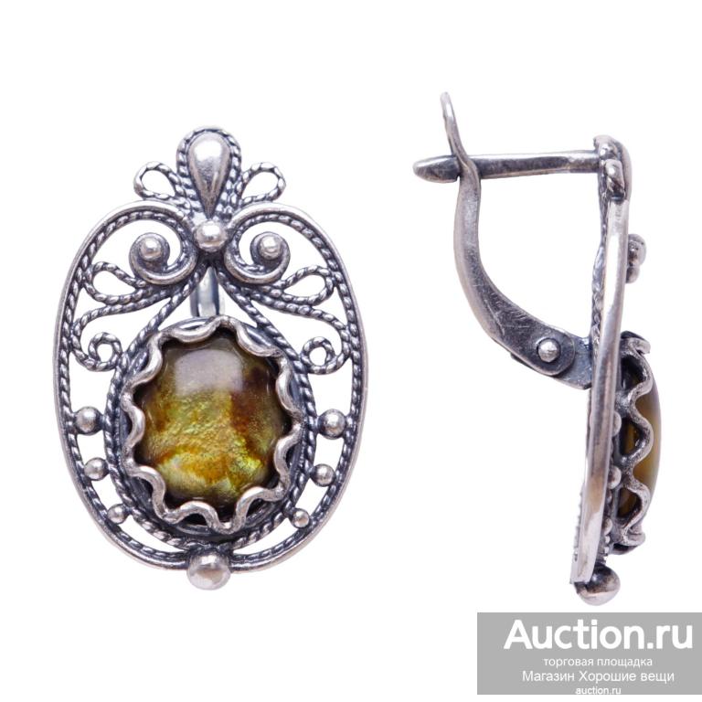 Серьги "Яблоки" гелиотис посеребрение 2702 Хорошие Вещи