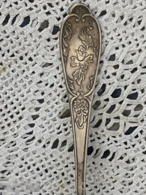 Ложка столовая 21 см 5ЮММЕТ Необычный рисунок серебрение Мельхиор СССР