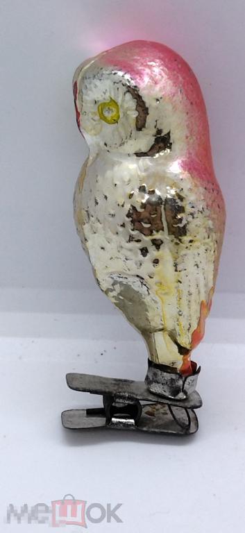 ЁЛОЧНАЯ ИГРУШКА СОВА, ФИЛИН, СТЕКЛО СССР