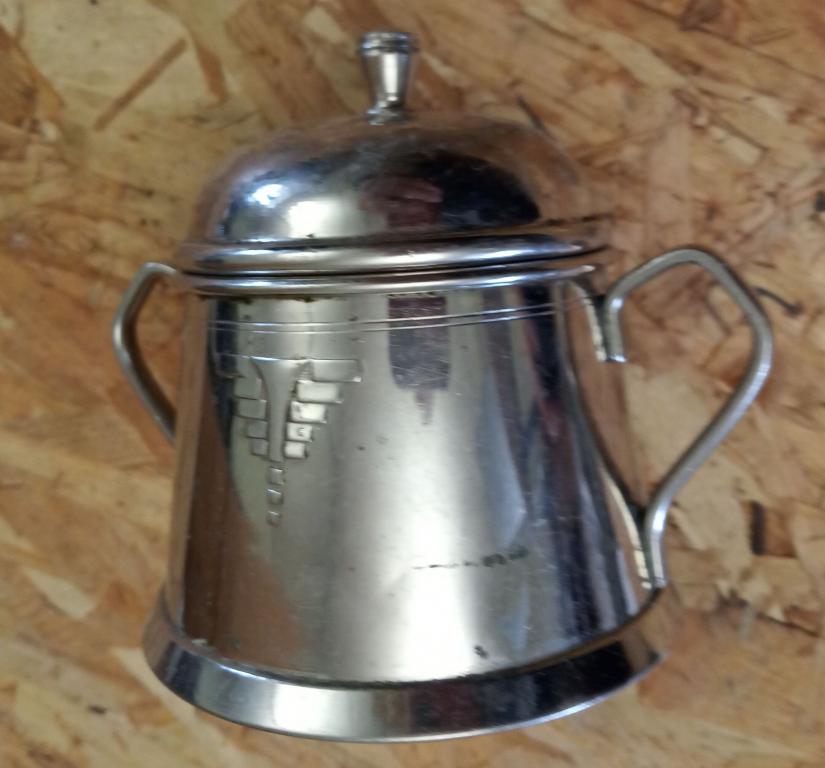 Сахарница никелированная латунь Португалия 1940-50е года