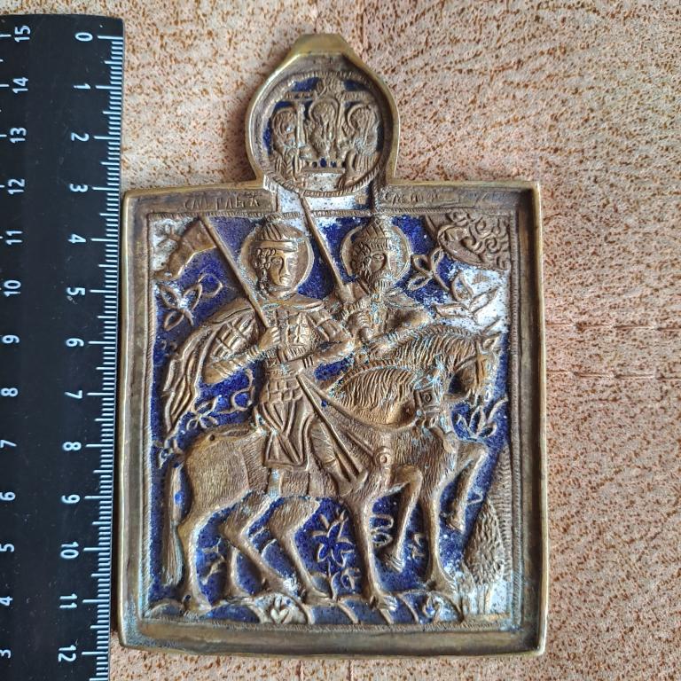 икона меднолитая Борис и Глеб