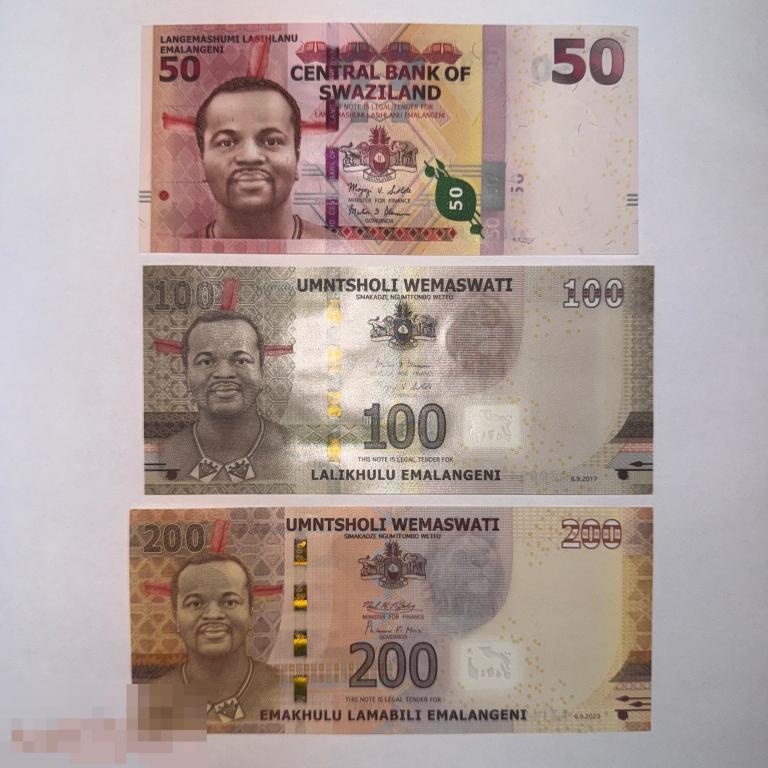 Эсватини (Свазиленд) 50 (2010) , 100 (2017) , 200 (2023) эмалангени ,Серии - AZ ( Замещенка) , UNC