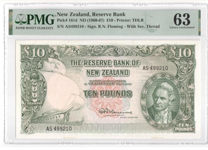 Новая Зеландия 10 фунтов 1960-1967 choice unc