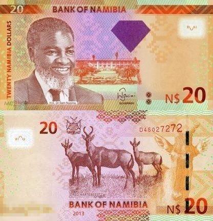 Намибия 20 долларов 2013 год , UNC , P-12b