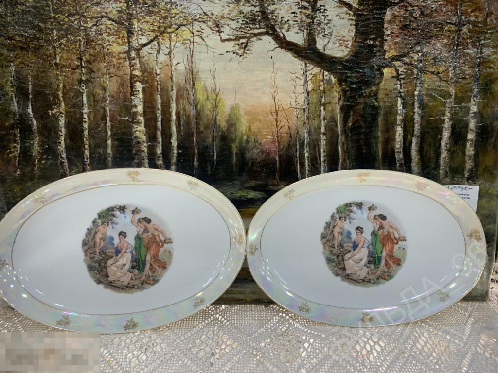 Блюдо овальное из сервиза Мадонна Graf von Henneberg Ilmenau Фарфор Германия ГДР