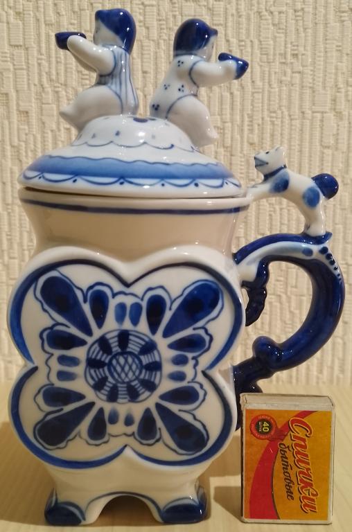 Кружка пивная / Дети с собакой / Гжель / Клеймо^