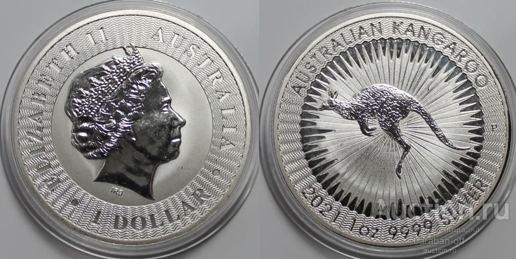 Австралия 1 доллар 2021 года. Австралийский кенгуру. Качество пруф ! Видео !