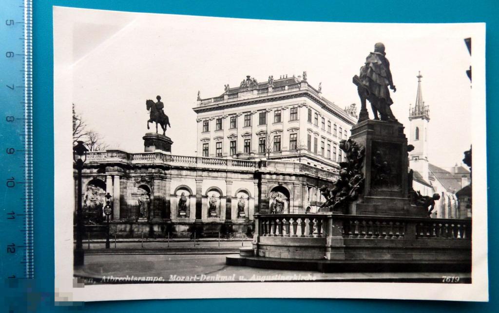 Вена Австрия Wien ALBRECHTSRAMPRE. MOZART-DENKMAL - 1950-е --- чистая ВИНТАЖ редкая!!!