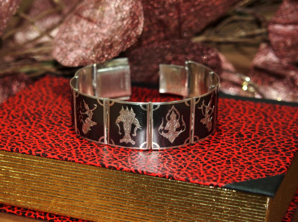 Серебряный БРАСЛЕТ - СИАМ Таиланд - чернение, серебро - вес - 28,0 гр.