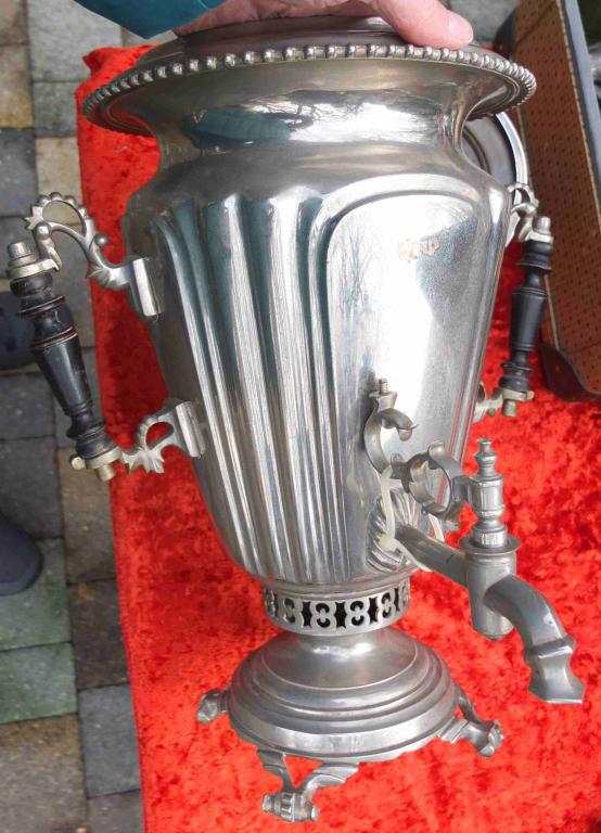 мельхиоровый самовар гранёная рюмка Баташев, на 6 литров ,великолепная сохранность