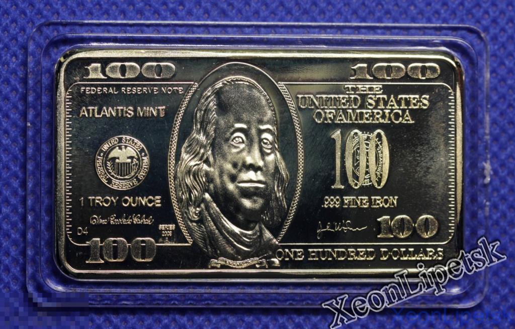 Слиток 100 долларов США Американский отец-основатель Бенджамин Франклин позолота Копия