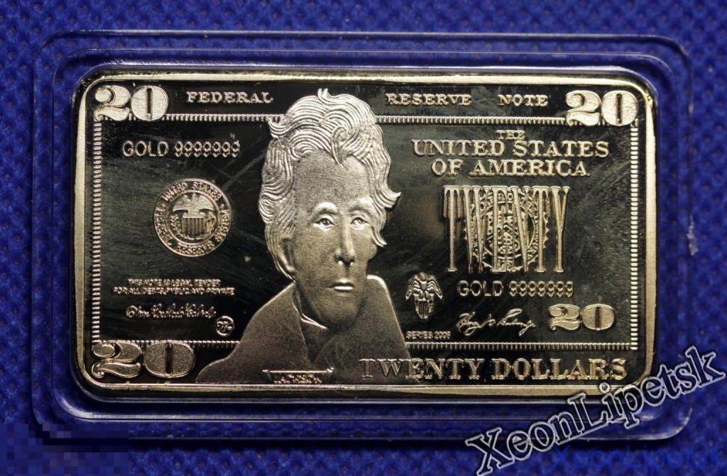 Слиток 20 долларов США 7-й Американский президент Эндрю Джексон позолота Копия