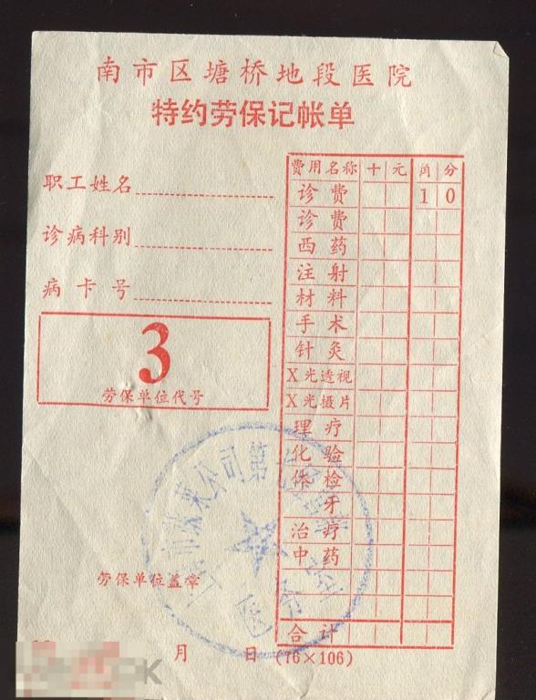 Китай  карта медицинского трудового страхования