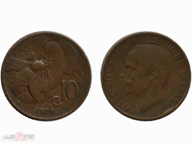 10 чентезимо Италии 1920 г.