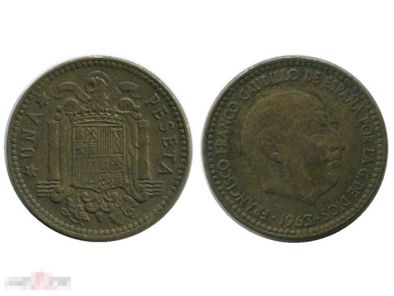 1 песета Испании 1963 г.