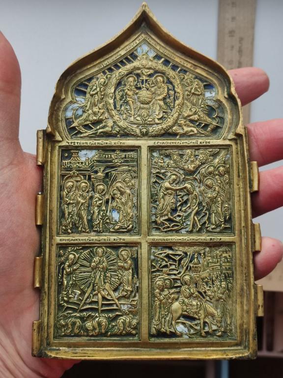 створка складня Праздники, в многоцветных эмалях, 19 век