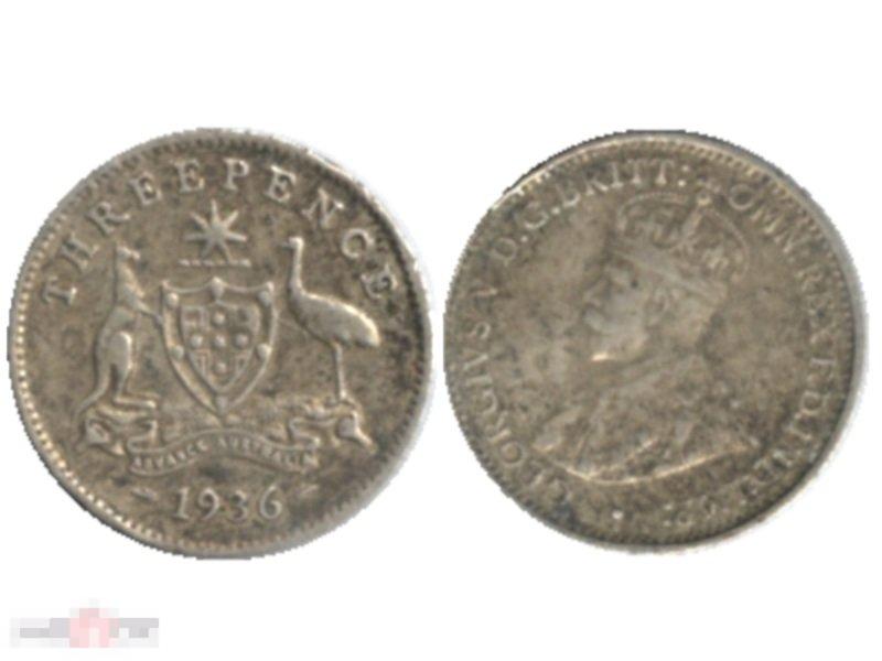 3 пенса Австралии 1936 г.