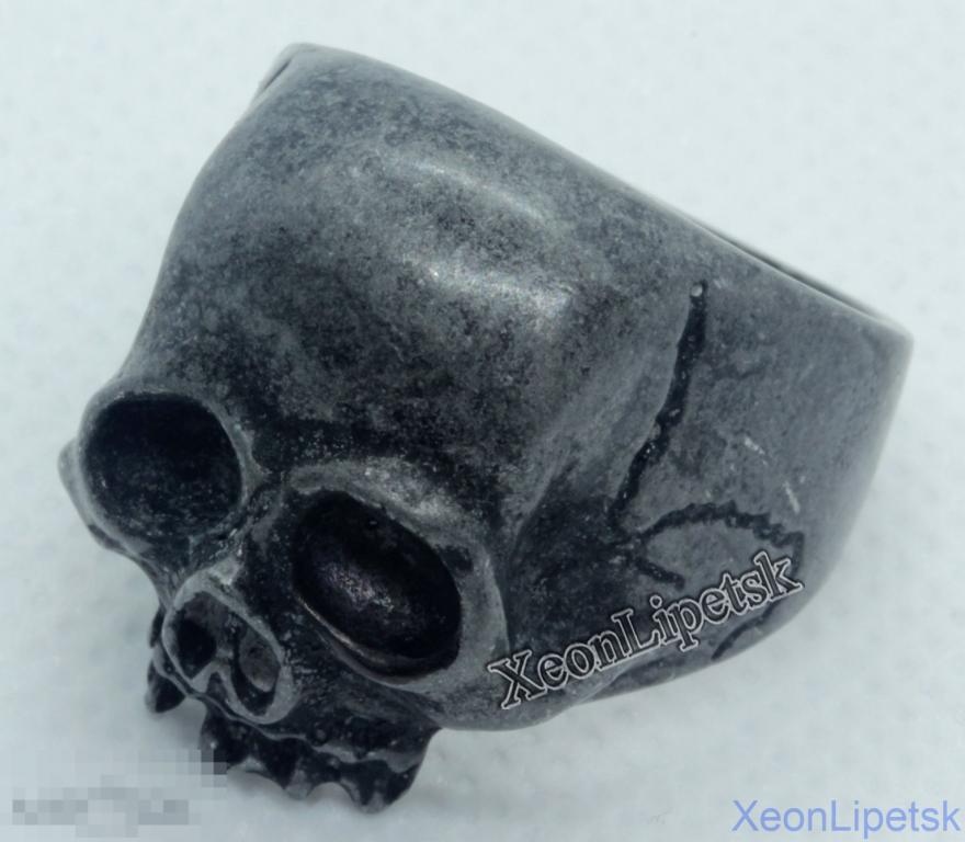 Кольцо в виде черепа Перстень Размер 8 Байкер Рокер Третий рейх Копия