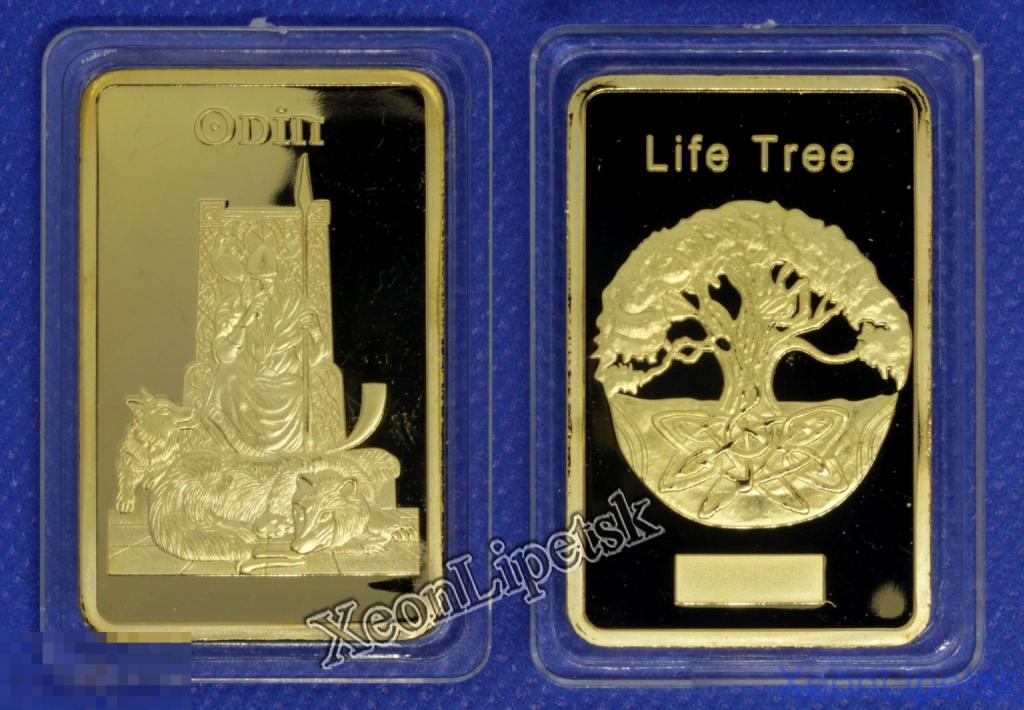 Слиток Скандинавский бог Один Мифология Волк Трон Дерево жизни позолота Копия