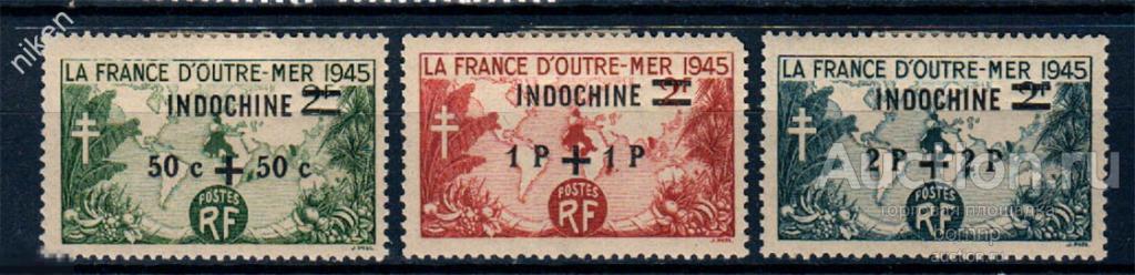 ФРАНЦУЗСКИЙ ИНДОКИТАЙ 1945 КОЛОНИИ НАДПЕЧАТКА КАРТА 69-1-243