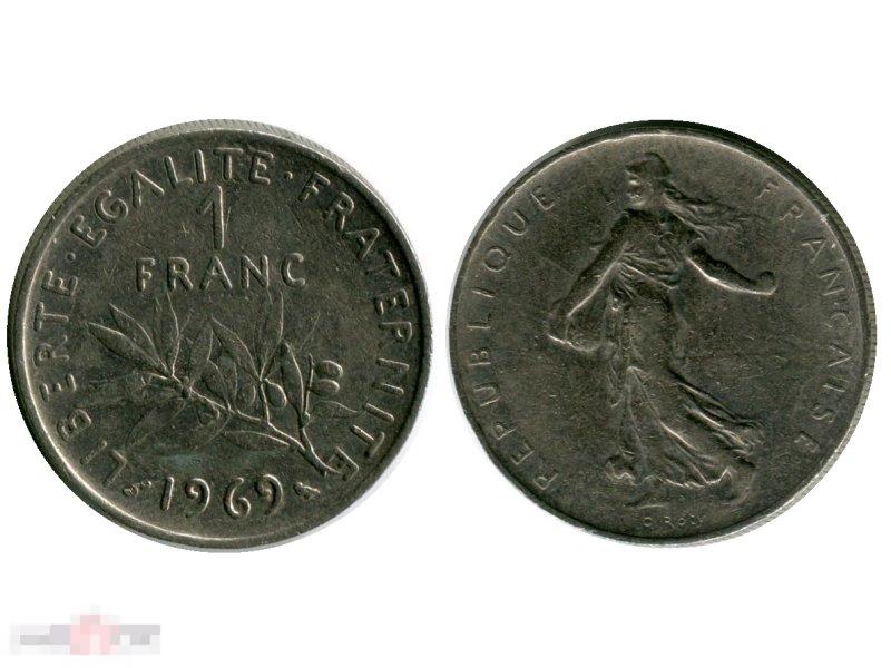 1 франк Франции 1969 г.