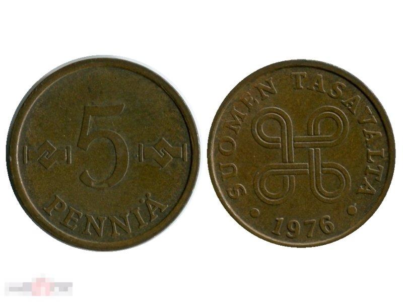 5 пенни Финляндии 1976 г.