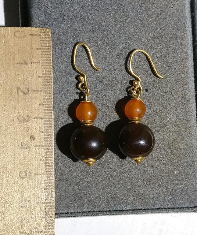Винтажные серьги Рижский янтарь латунь золочение 1970-е