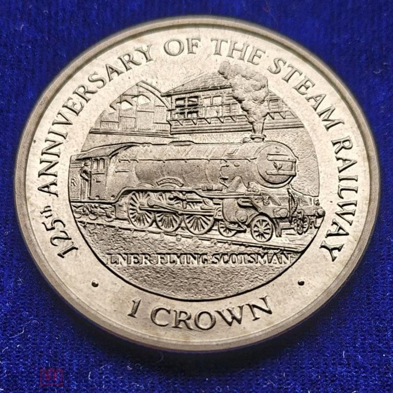 1 крона - Остров Мэн - 1998 - Локомотив "Flying Scotsman" - Паровоз - Елизавета II - KM#882
