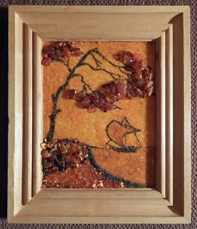 Картина из янтарной крошки. Янтарь