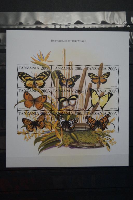 Танзания 1999г. Бабочки Блок + Лист из 9 марок