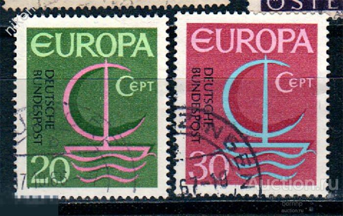 ГЕРМАНИЯ ФРГ 1966 ЕВРОПА СЕПТ ПАРУСНЫЙ КОРАБЛЬ 65-352