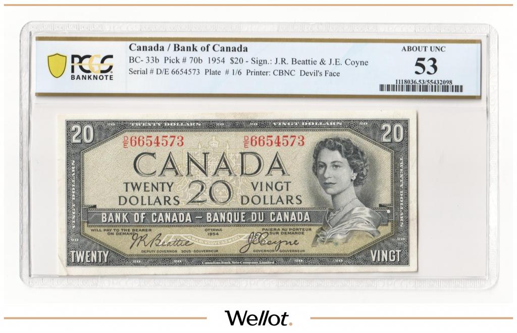 20 Долларов 1954 Канада PCGS 53 AUNC #175928