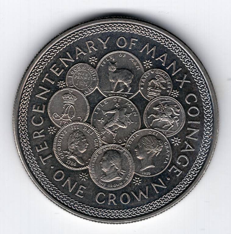 1 крона - Остров Мэн - 1979 - 300 лет чеканке монет - Елизавета II - KM#45