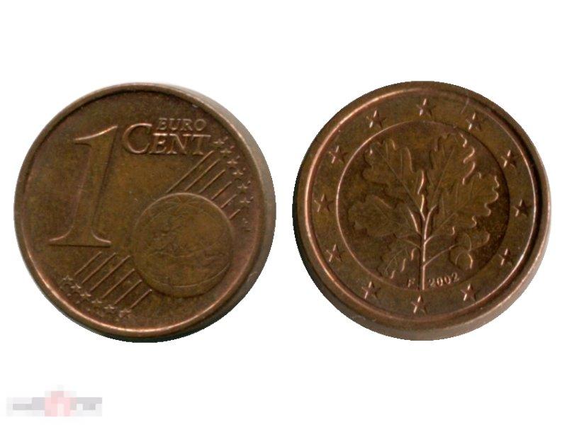 1 евроцент Германии 2002 г. (F)